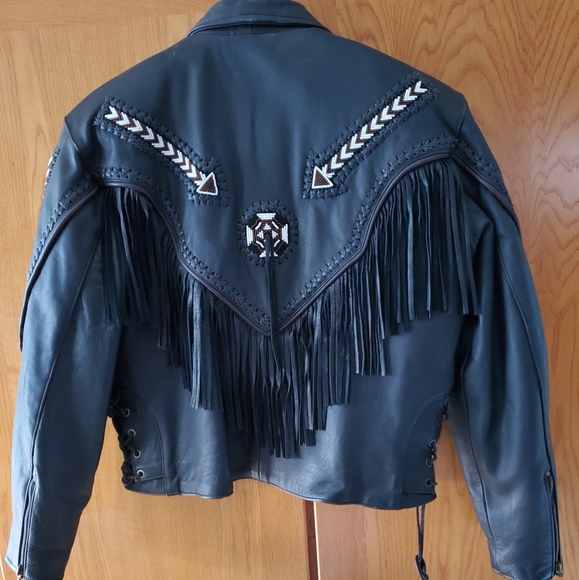 Womens leather biker jacket - Picture 2 of 9